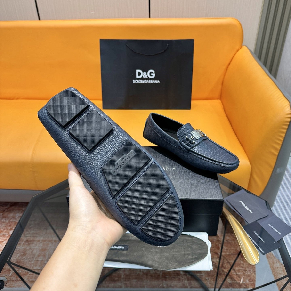 Dolce & Gabbana Embossed Leather Driving Loafers