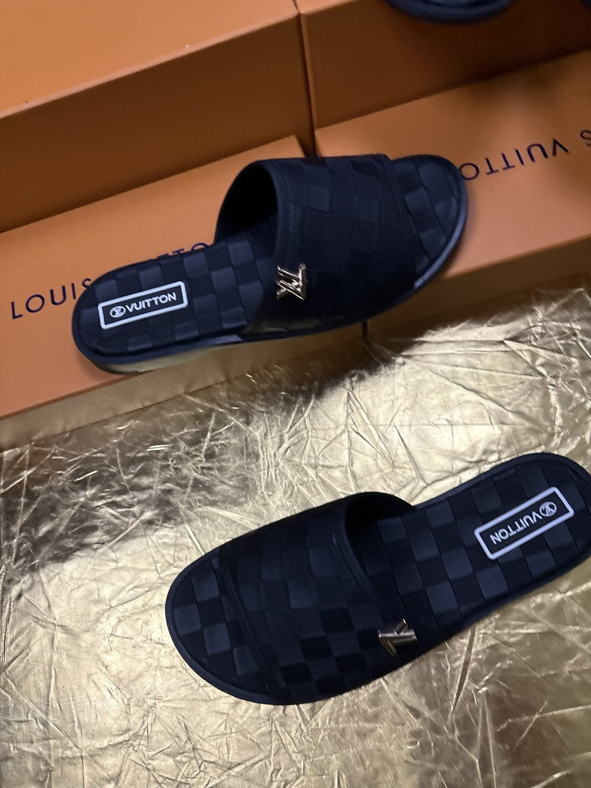 Louis Vuitton Checker-Pattern Slide Sandals