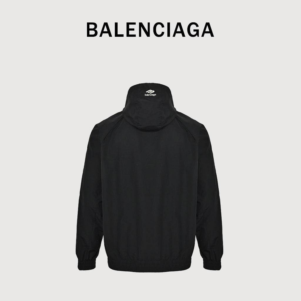 Balenciaga Side Woven Tape Chest 3M Embroidered Hooded Zip-Up Jacket