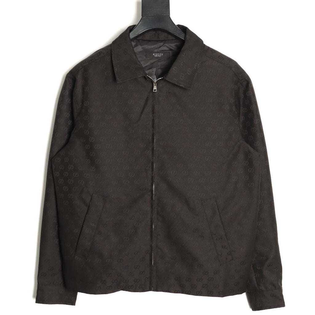 Gucci GG Pattern Zip-Up Jacket - Dark Brown