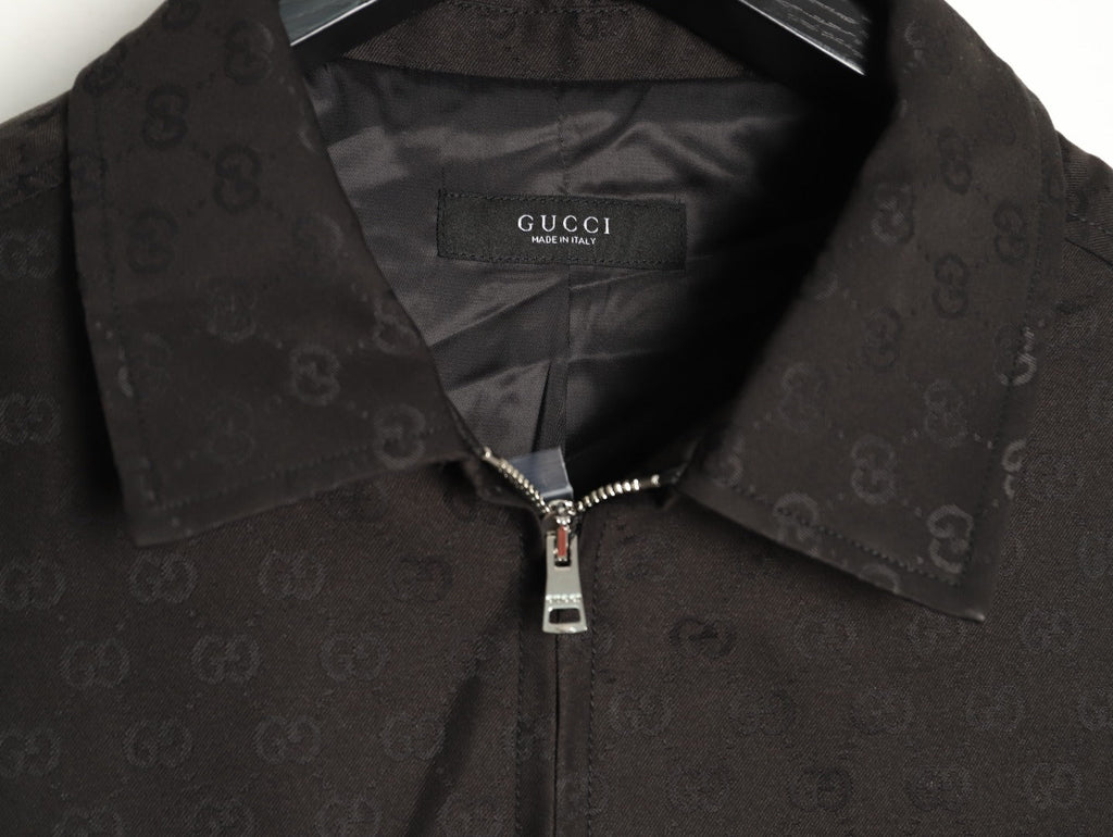 Gucci GG Pattern Zip-Up Jacket - Dark Brown