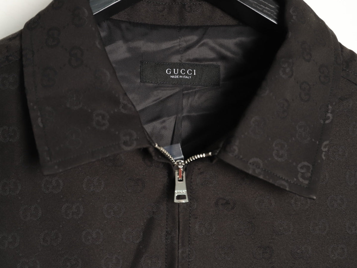 Gucci GG Pattern Zip-Up Jacket - Dark Brown