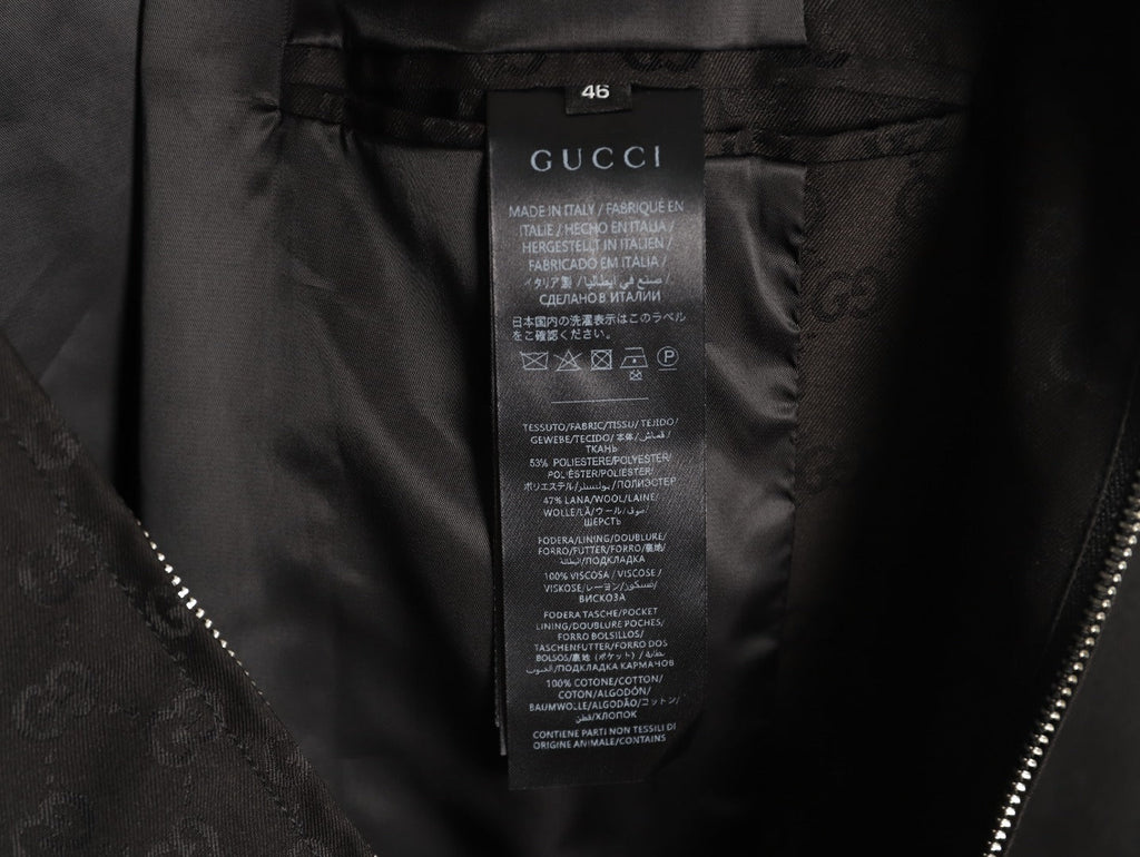 Gucci GG Pattern Zip-Up Jacket - Dark Brown