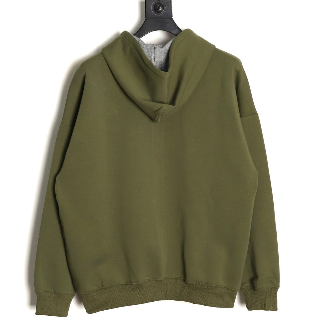 Gucci Small-Slogan Full-Zip Hoodie - Olive Green