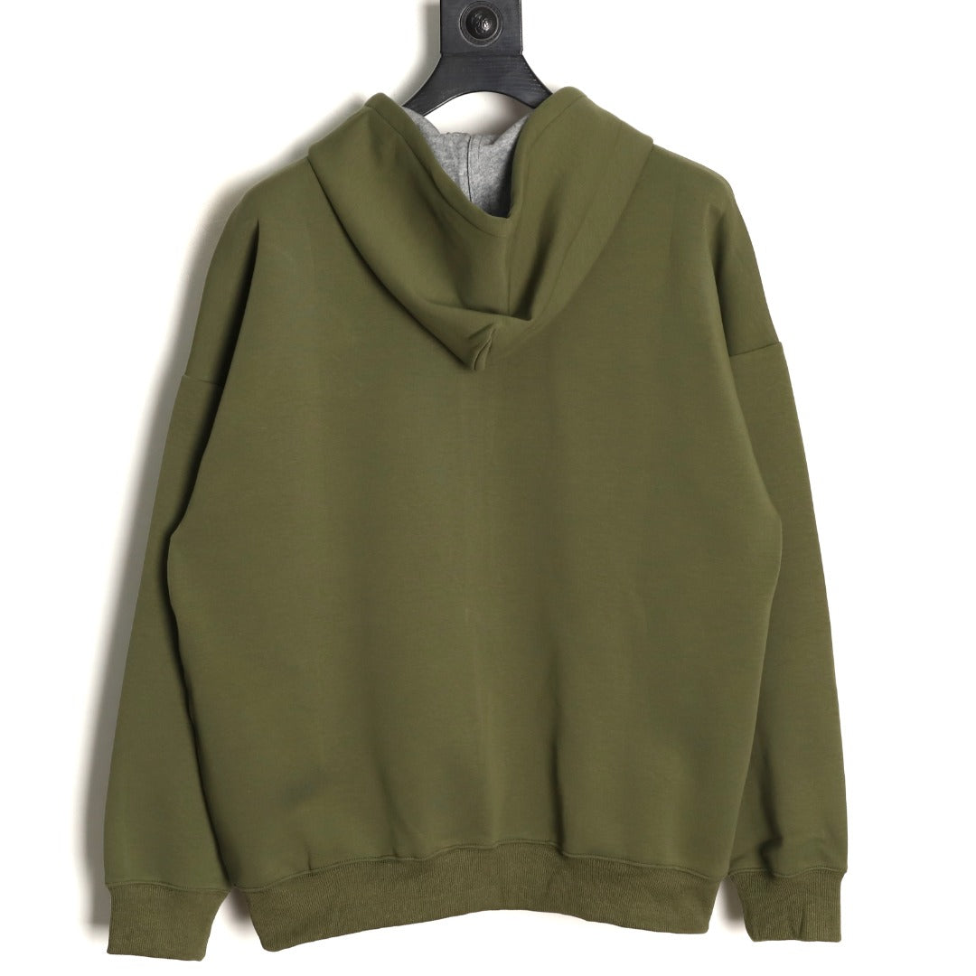 Gucci Small-Slogan Full-Zip Hoodie - Olive Green