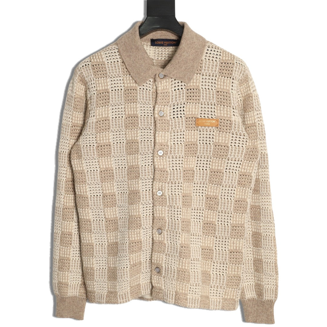 Louis Vuitton Checkered Jacquard Knit Cardigan
