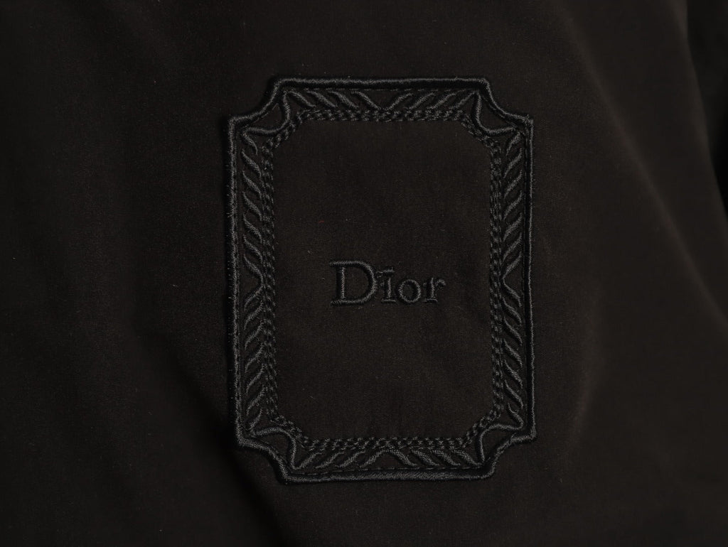 Dior Tonal Chest-Badge Stand-Collar Zip Jacket - Black