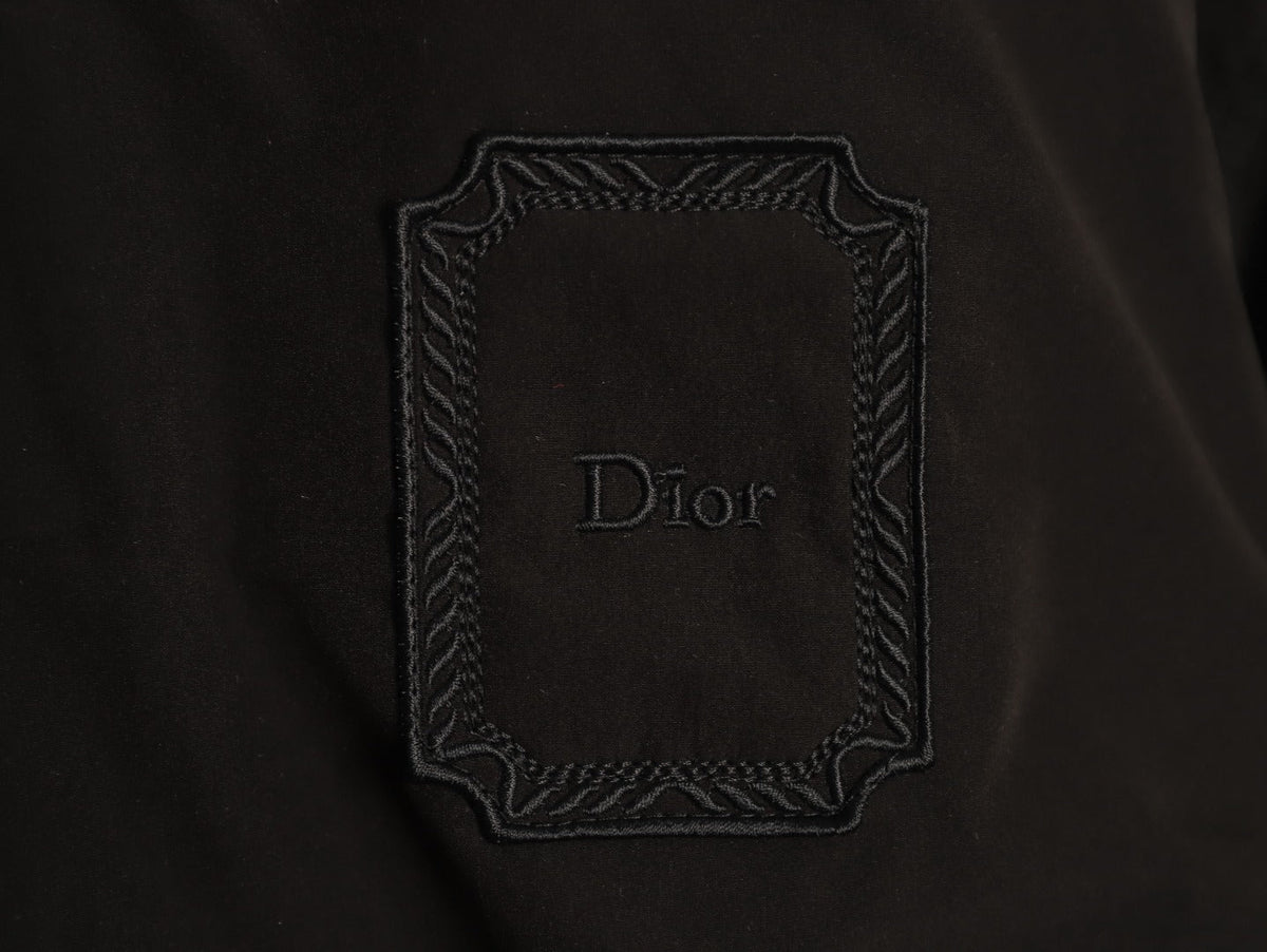 Dior Tonal Chest-Badge Stand-Collar Zip Jacket - Black