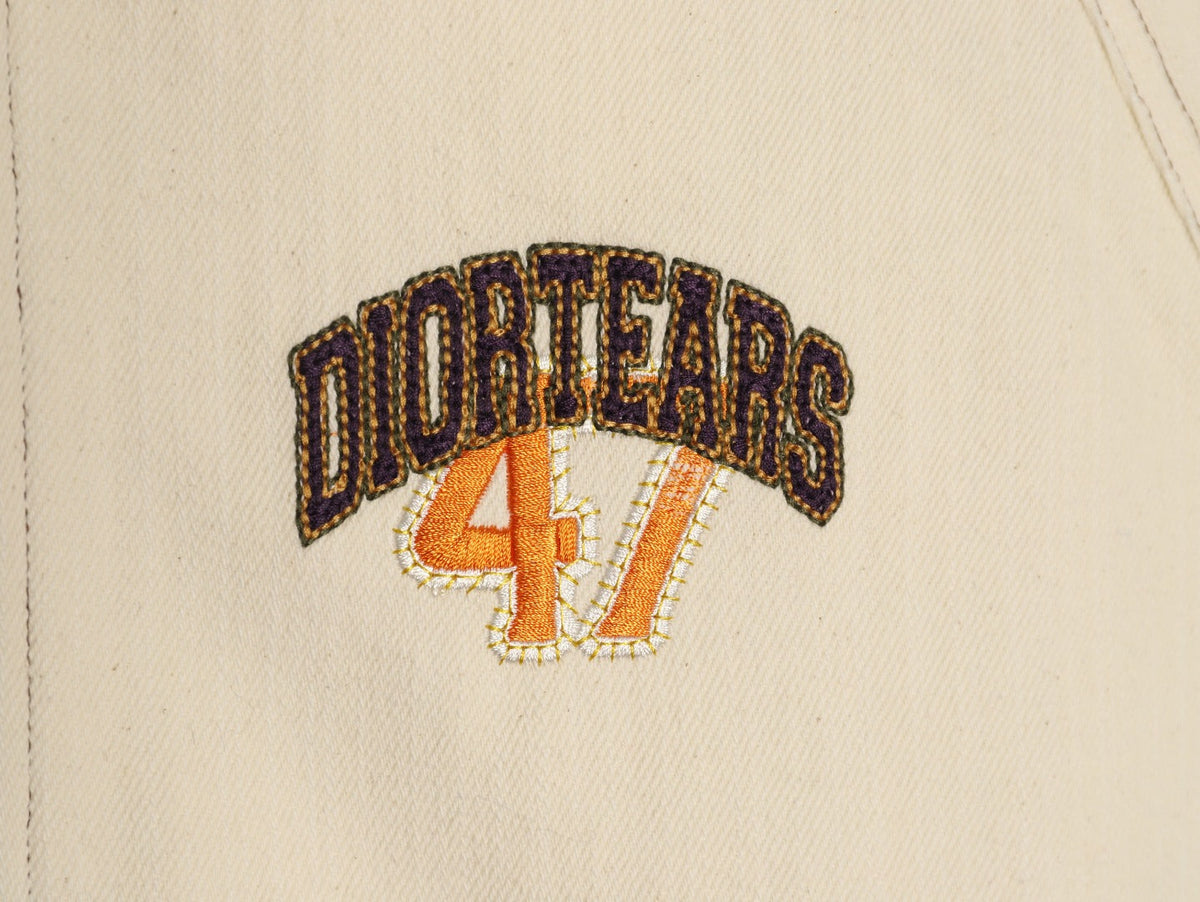 Dior 47 Lettering Collared Zip Varsity Jacket - Cream