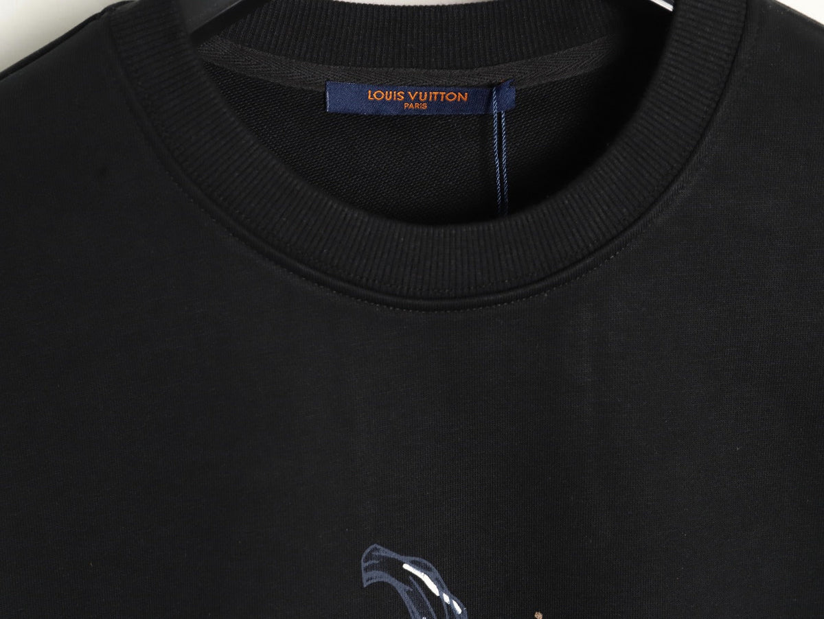 Louis Vuitton Sketch-Style Pumpkin Graphic Crewneck Sweatshirt - Black