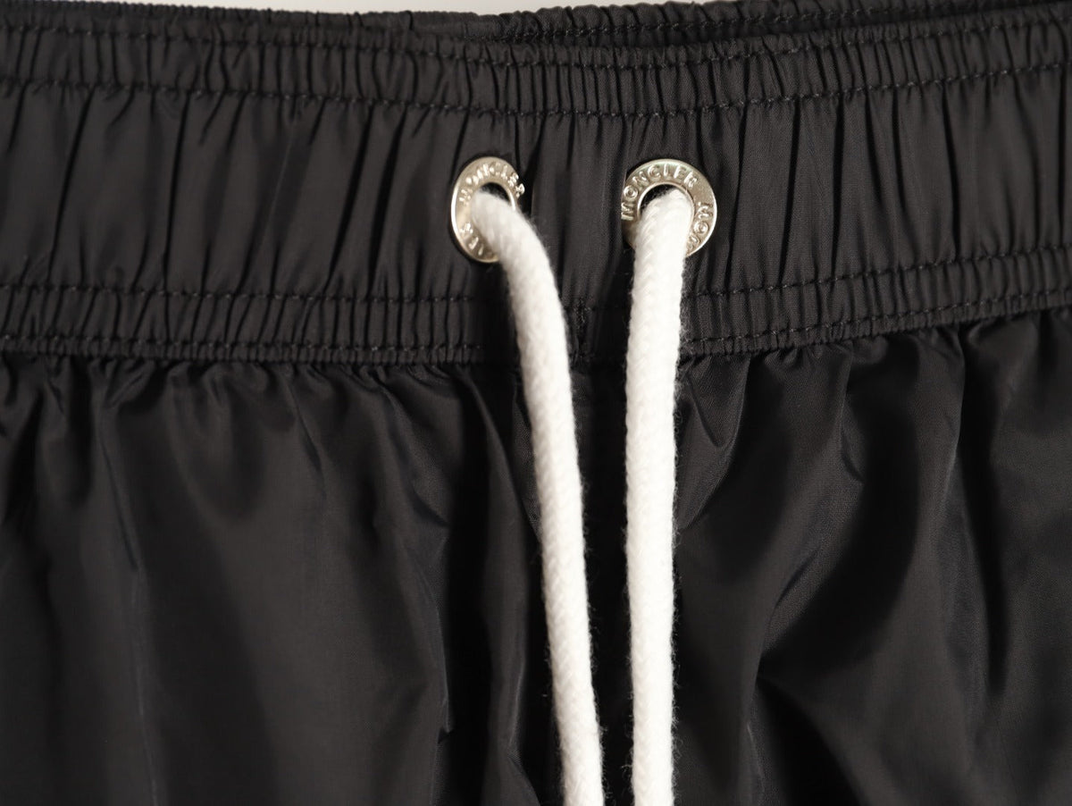 Moncler White-Emblem Drawstring Shorts - Black