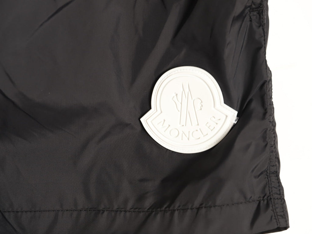 Moncler White-Emblem Drawstring Shorts - Black